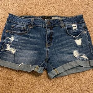 Aeropostale Dark wash Distressed Midi Shorts